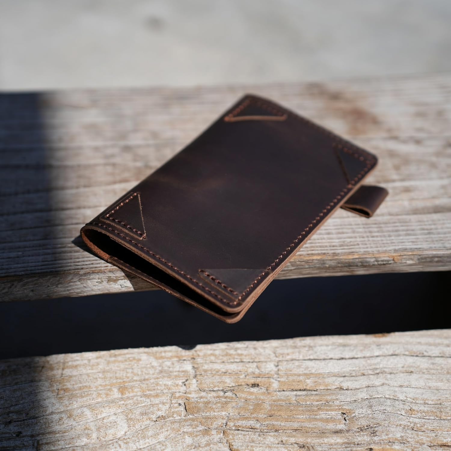 JJNUSA Distressed Genuine Leather Notebook Notepad Cover for Field Notes with travel Index Cards 3" x 5" fieldnotes Cover (darkbrown)
