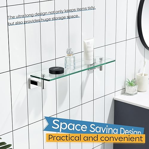 Miniatura 44 de KOKOSIRI Estante flotante para baño, estantes de montaje en pared de 16 pulgadas para dormitorio, sala de estar, cocina, estante colgante pequeño de