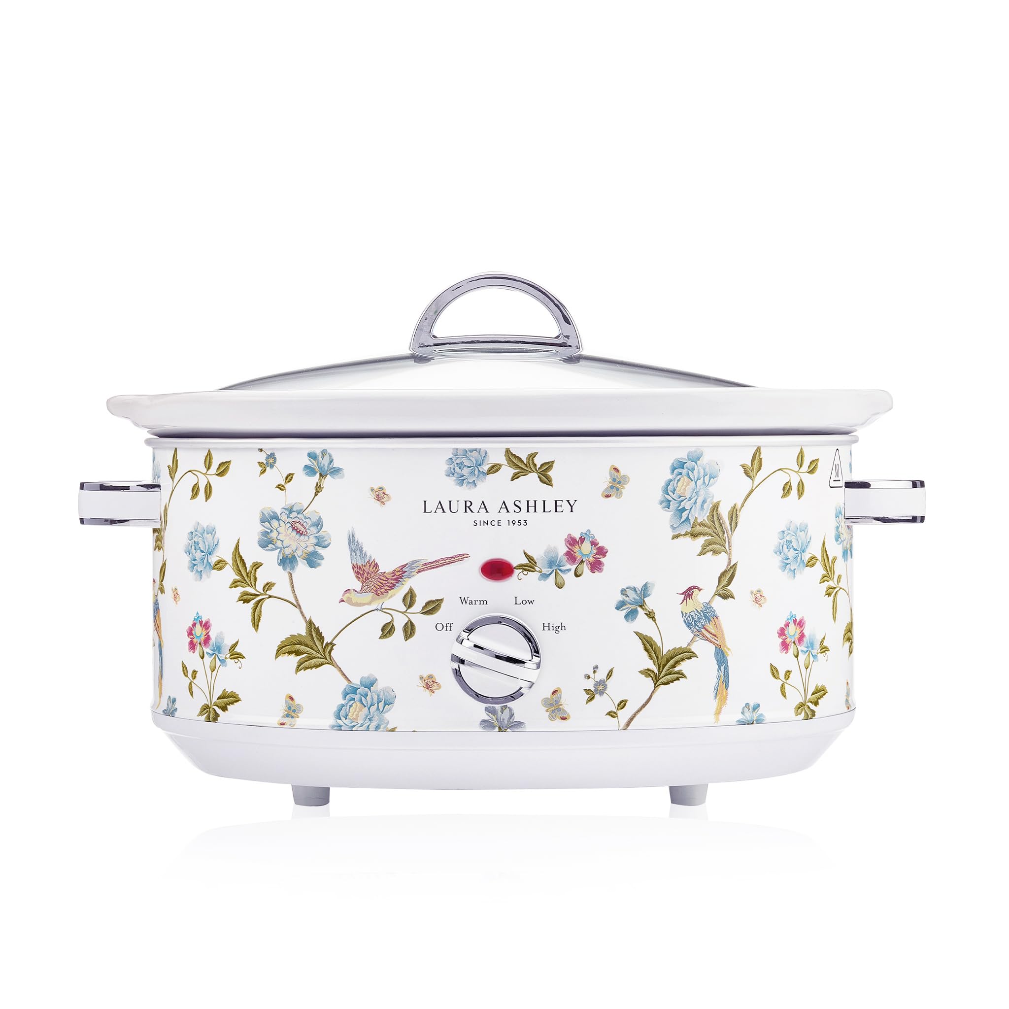 Laura Ashley Slow Cookers 6.5 Litres. Large Capacity Slow Cooker for 8 to 10 People. Energy Efficient Slow-Cooker with 3 Heat Settings. Detachable Ceramic Pot with Tempered Glass Lid - Elveden White