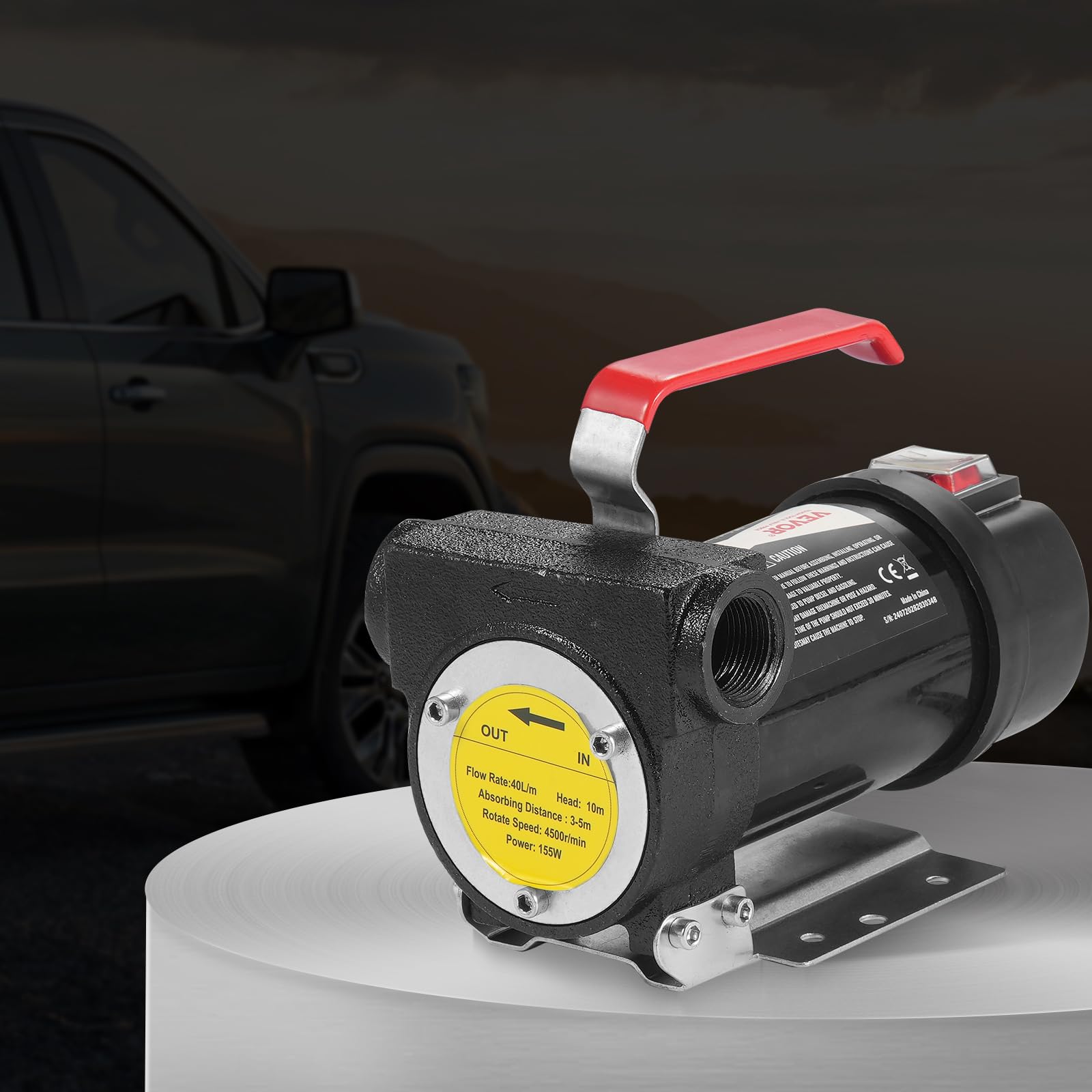 VEVOR Bomba de Transferencia de Combustible 12 V CC 10 GPM 1/4 HP Bomba de Transferencia de Diésel Eléctrica Portátil con Boquilla de Combustible de Apagado Automático para Diésel, Queroseno