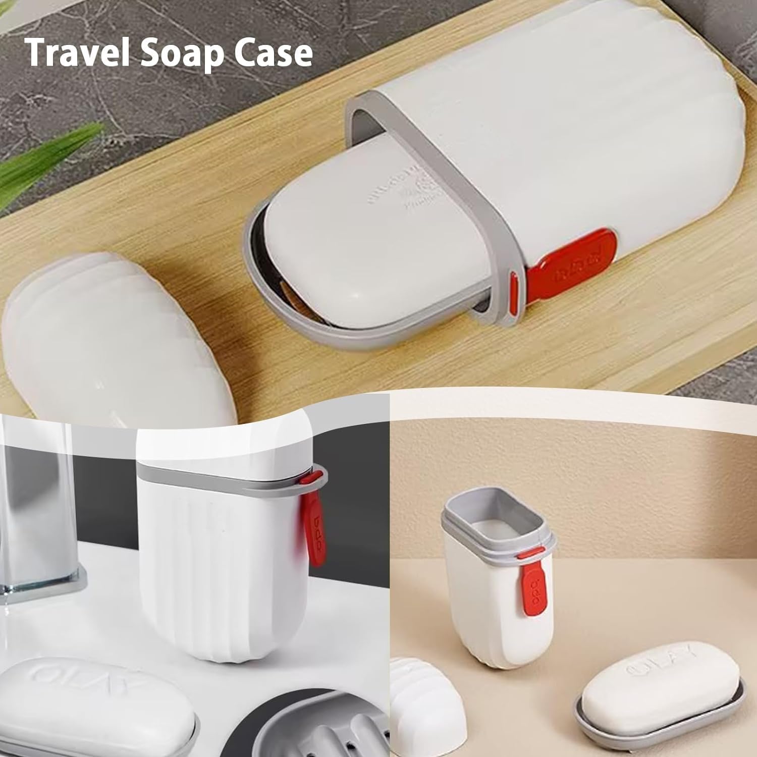 SIX SIGMA Plastic Waterproof Light Luxury Style Portable Lid Drain Soap Storage Container Soap Dish with Cover Soap Box Suitable for Outdoor Bathroom Hiking, Camping & Travel Use (White, Pack of 1)