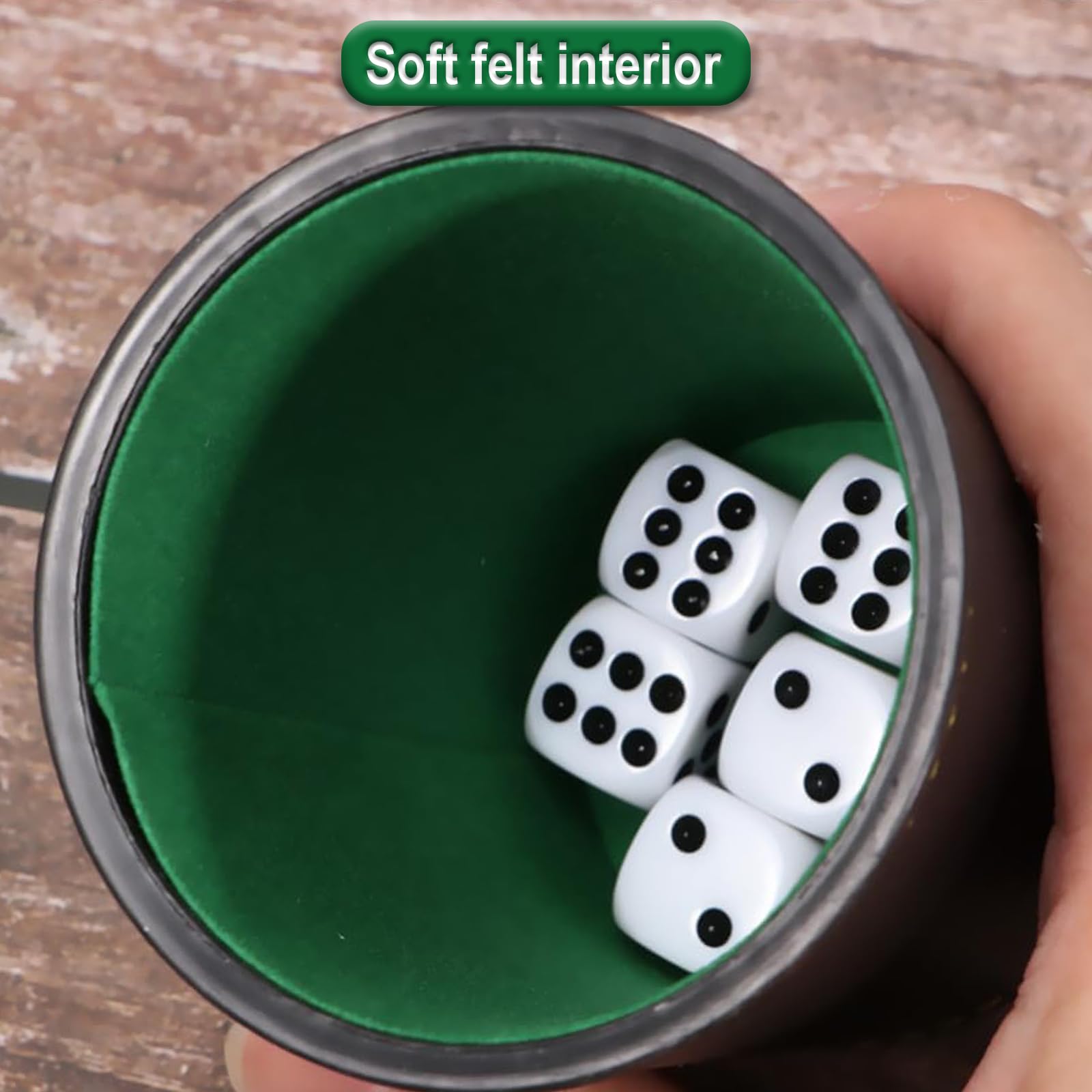 Juego Taza de Dados de Cuero Kniffel - 6 Tazas y 36 Dados - Juego Puzzle para Noches Divertidas - Incluye Almacenamiento - Ideal para Viajes