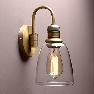 Yosoan 1-Light Brass Modern Vintage Indoor Wall Sconce, Vanity Single Lu...