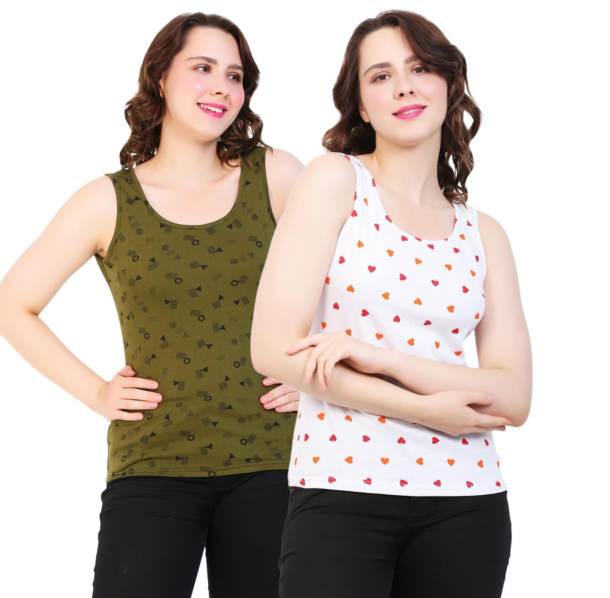 ayvina Women Printed Tank Top – Cotton Sleeveless Stylish Casual Wear Printed Tank Tops for Women Girls Ladies – Soft Comfortable Gym Yoga Workout Summer Tops-PACK OF 2-picture-45