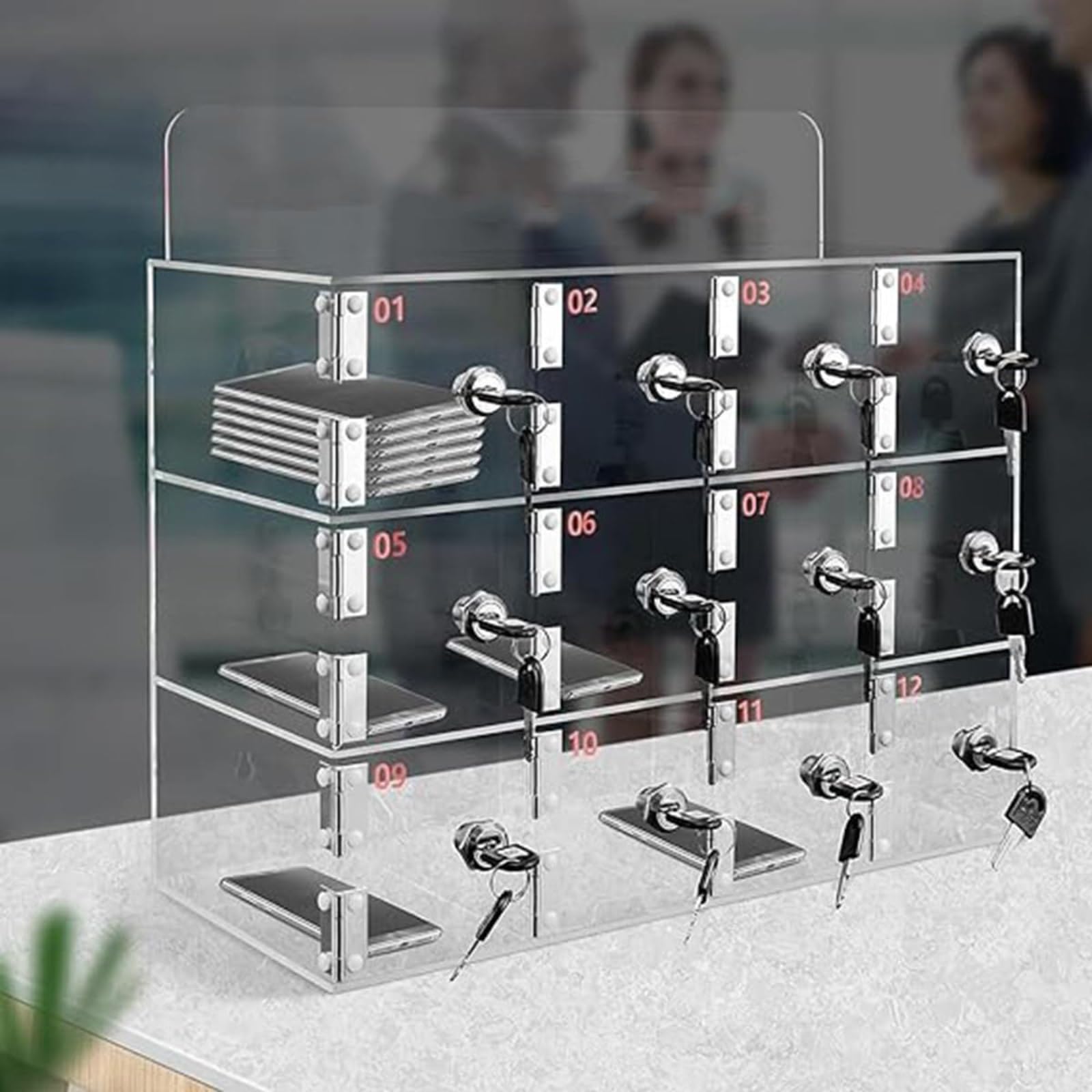 Caja De Almacenamiento Murale con Cerradura para Teléfonos la Acrílica para Móviles con Orificio De Carga Y Les Armario De Oficina De 16 Puertas para Reuni