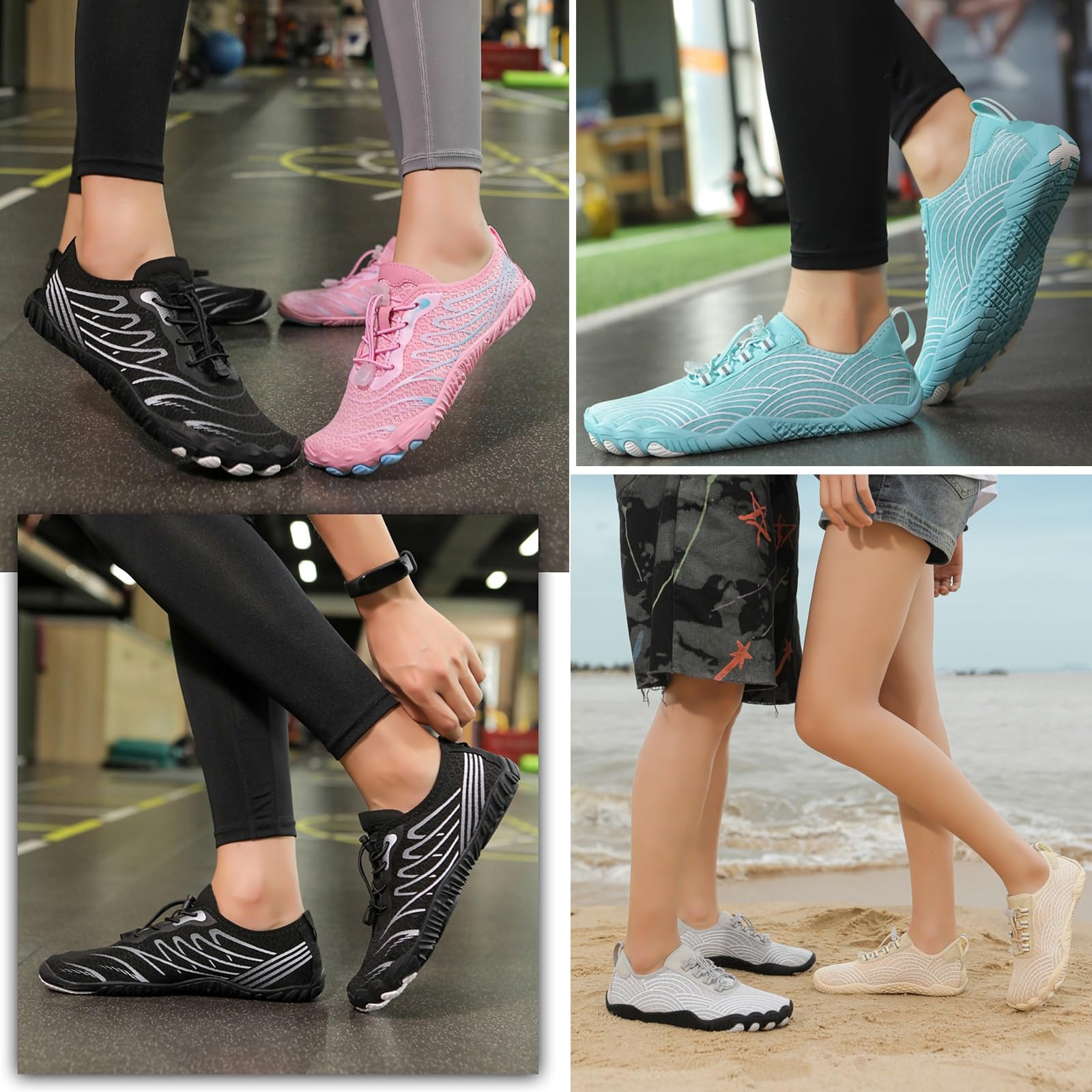 Scarpe di messa a terra con rame, scarpe a piedi nudi con messa a terra for donne e uomini, antiscivolo, leggere, comode, morbide, con punta larga, for camminare sulla spiaggia(B-Black,43 EU)