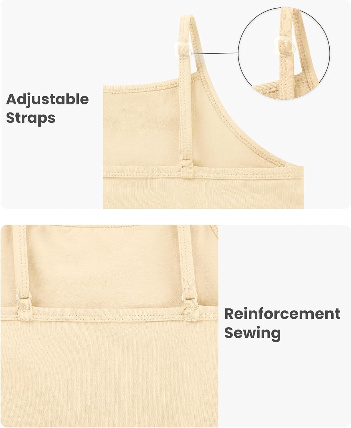 Auranso Girls Undershirts Toddler Cami Camisole Adjustable Straps Sleeveless Cotton Tank Tops for Girls - Image 5