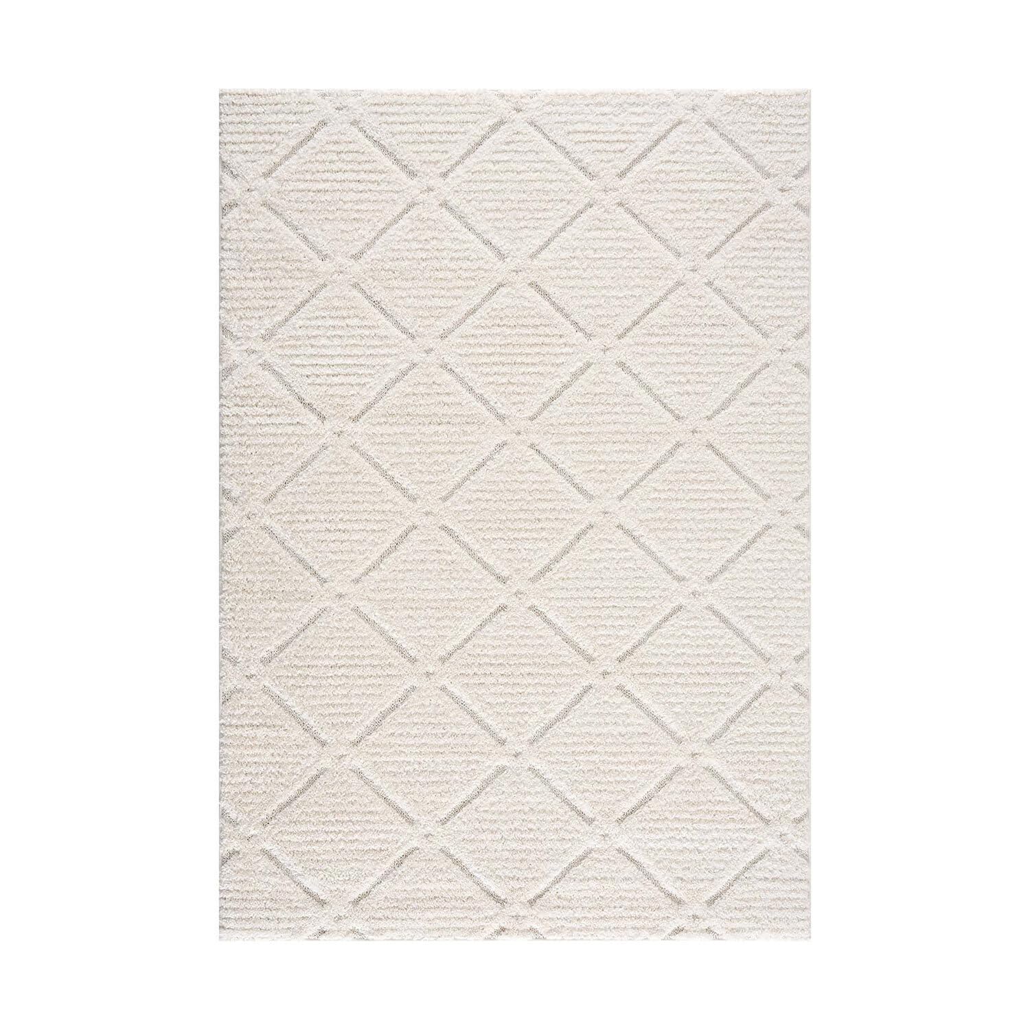Carpet City Tapis à Poils Longs, pour Le Salon, 160 x 230 cm, Style campagnard, uni, crème, découpé, très Profond, Effet 3D, Moelleux, Doux, pour Chambre à Coucher à Poils Longs