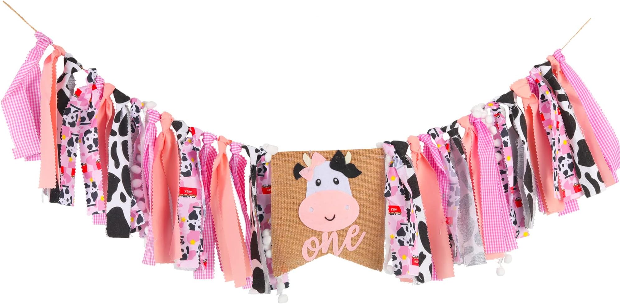 Holy Cow Im One High Chair Banner, 35 Inch One Cow Banner For Baby Cow Birthday Party For Baby Pink Cow Barnyard Theme Banner First Cake Smash Baby Shower Decor For Kids Baby