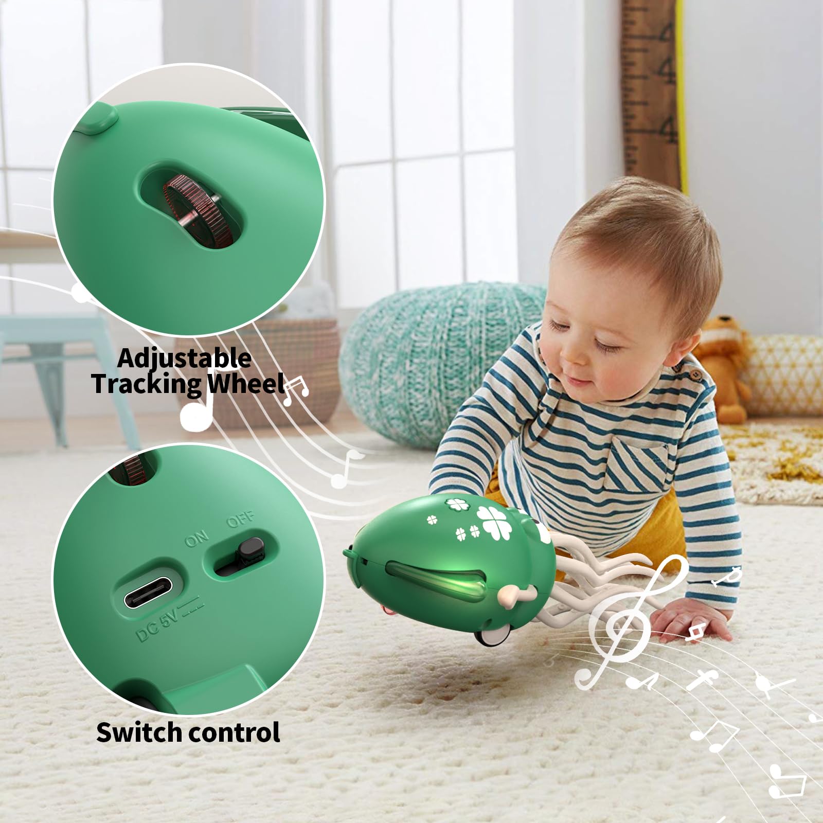 Smalody Juguete Inteligente de Pulpo bailarín con Luces LED y música, Juguetes interactivos Recargables para bebés con evitación de obstáculos, Regalo sensorial Ideal para Navidad y cumpleaños (Cian) — view 5