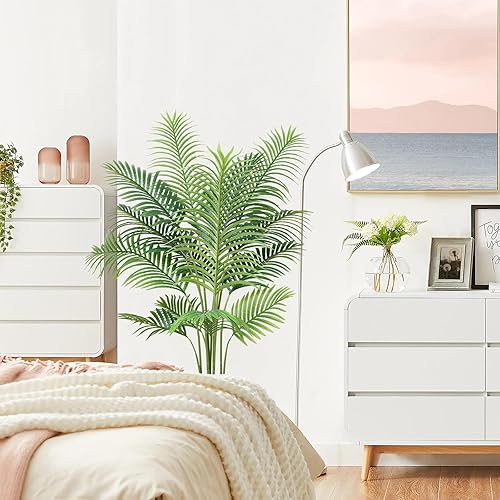 Miniatura 6 de Planta artificial de palma areca, palmera falsa de 5 pies en maceta, planta alta de seda sintética, 12 hojas de palma sintética para decoración del