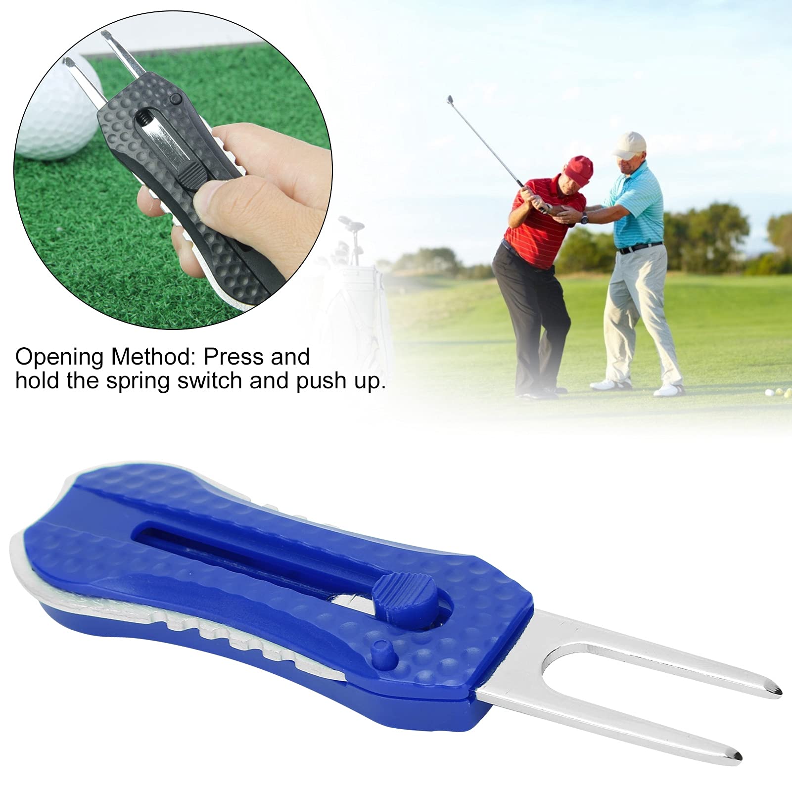 cardyven Golfs Fork, Golfs Putting Green Pitchfork Training Aids for Men Women Sports Lovers Fairway Repairing (Blue)