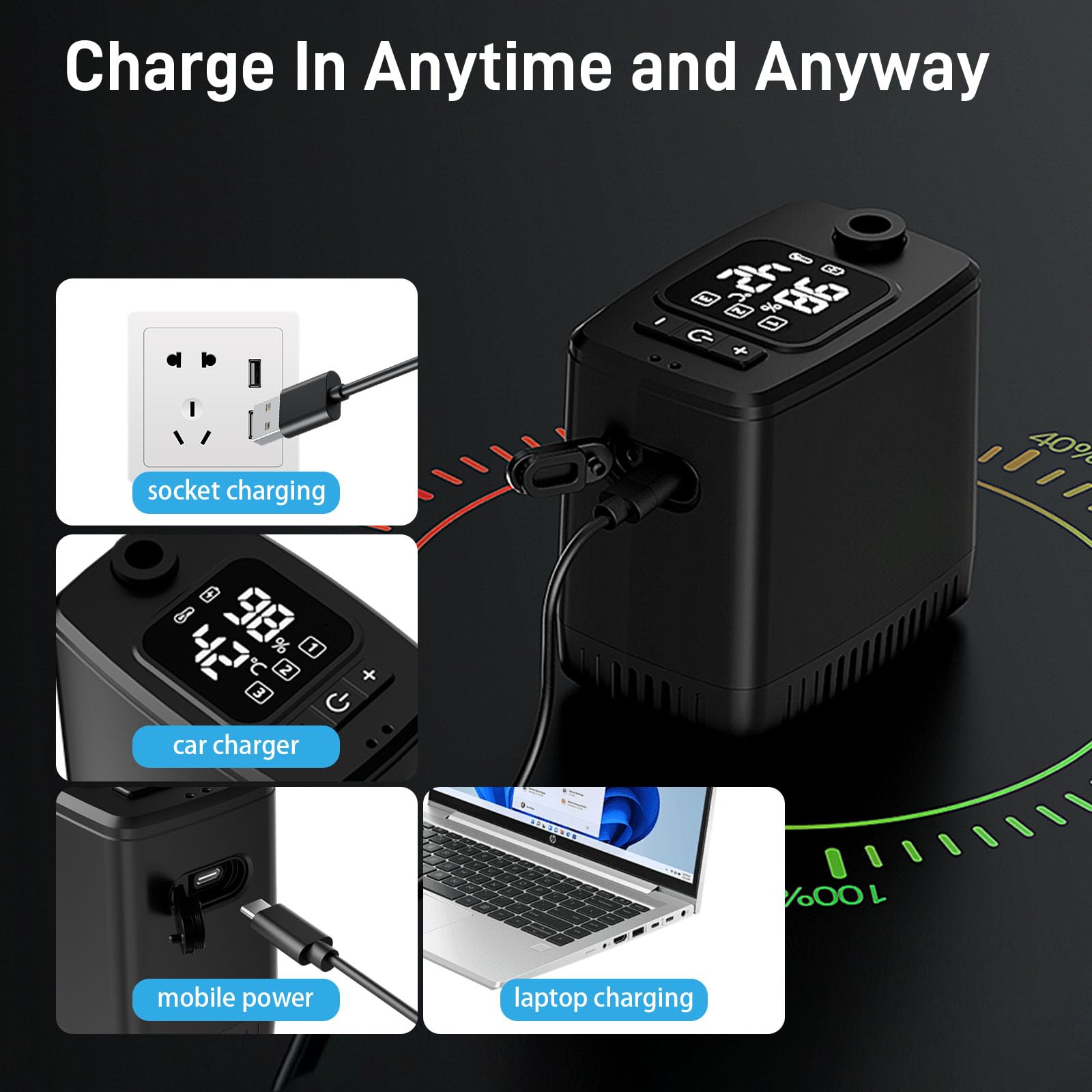 Ducha portátil al aire libre,con Pantalla LED digital de temperatura y corriente, batería 8000mah,ipx8 impermeable y carga usb,adecuada para senderismo/camping,playa,mascotas, al aire libre