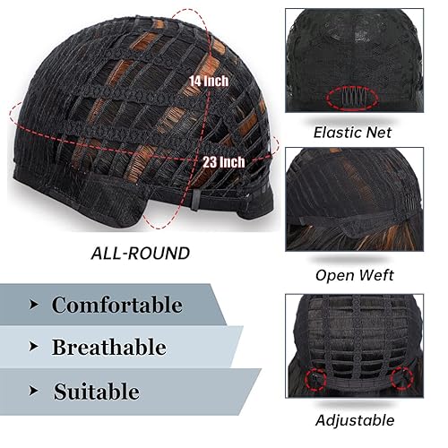 Miniatura 4 de Fronweek Peluca sintética rizada estilo Bob con flequillo para mujer, peluca suelta y ondulada, longitud al hombro, pelucas sintéticas resistentes