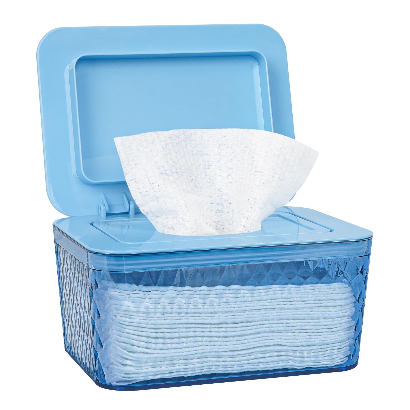 Whiidoom Wipes Dispenser, One-Handed Operation Wipe Holder for Baby & Adult, Seal-Designed Wipes Container for Bathroom Keep Diaper Wipes Fresh (Blue)