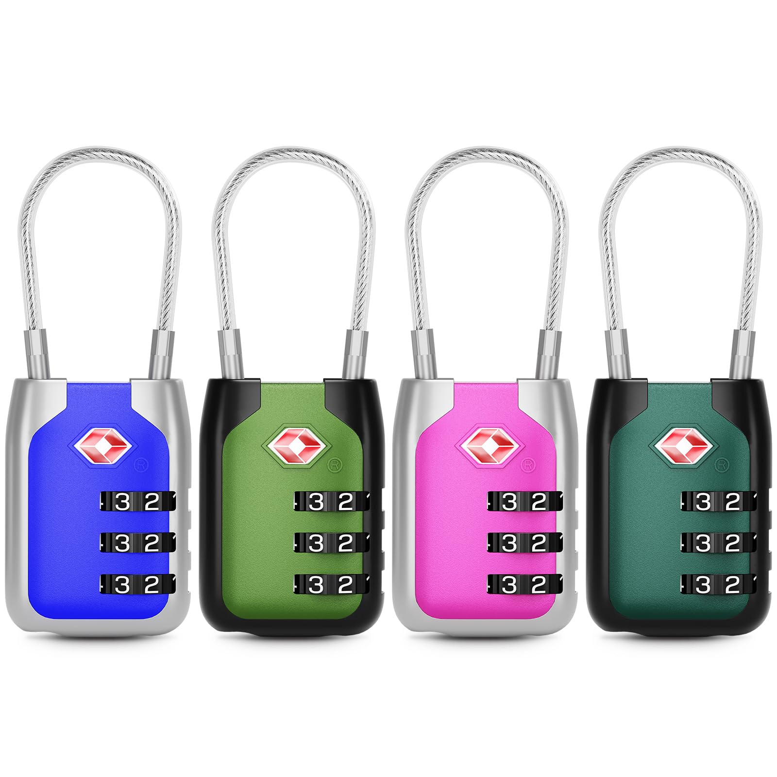 Joyway TSA Approved Luggage Lock, 3 Digit Combination Cable Lock with Alloy Body, Travel Combination Locks for Suitcases, Backpack and Golf Bag (