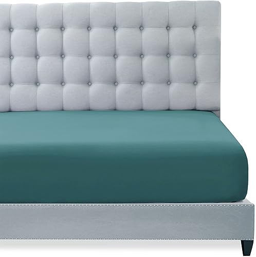 Miniatura 1 de Sábana bajera ajustable de tamaño individual XL, microfibra cepillada con tacto suave y sedoso, transpirable, resistente a las arrugas y a la