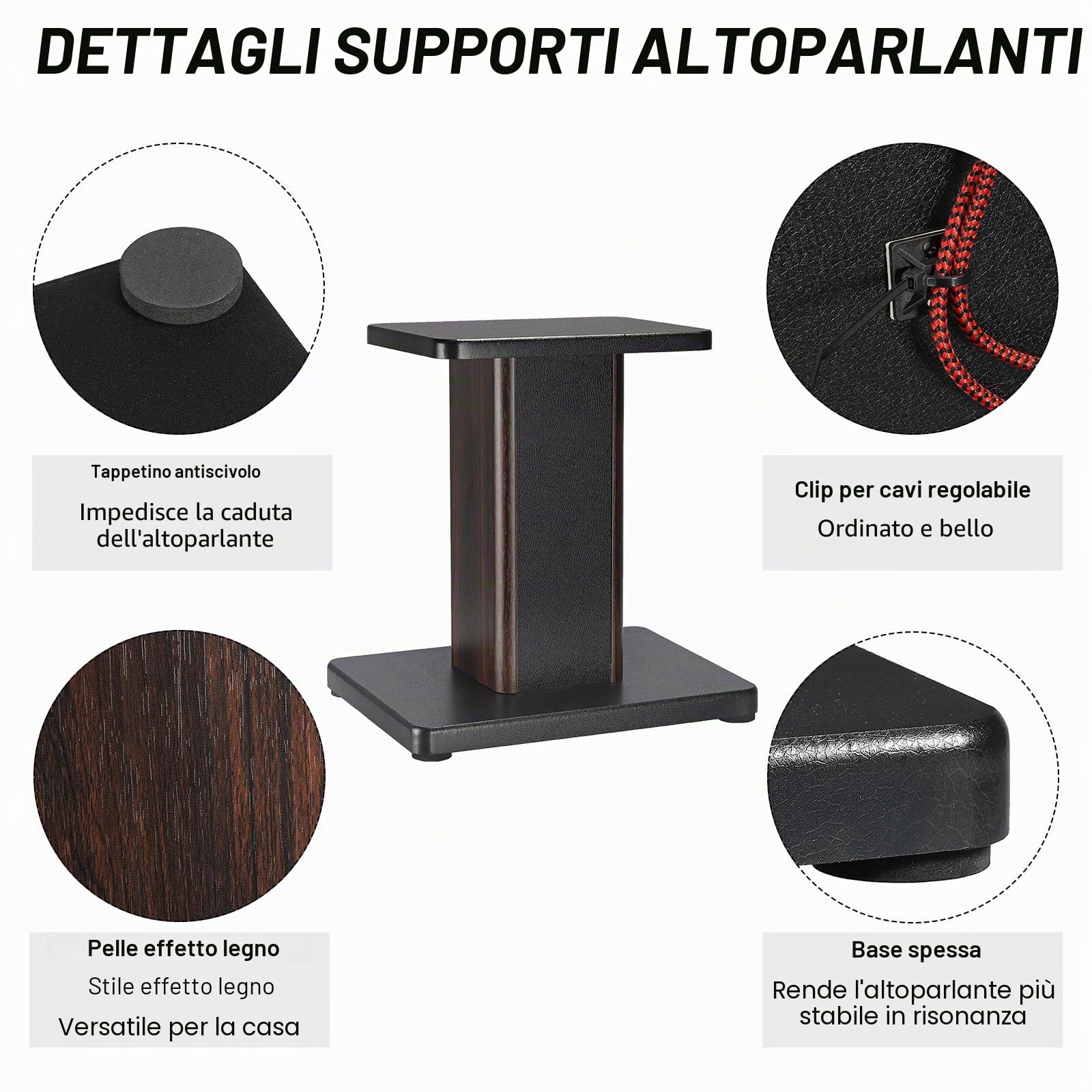 sourcing map Grana del legno Stand per altoparlanti 1 paio di 11,8 pollici (30 cm) Universale Piccolo Speaker Stand Cavato Stand Audio Migliorato Ascolto per Home Theater Cinema