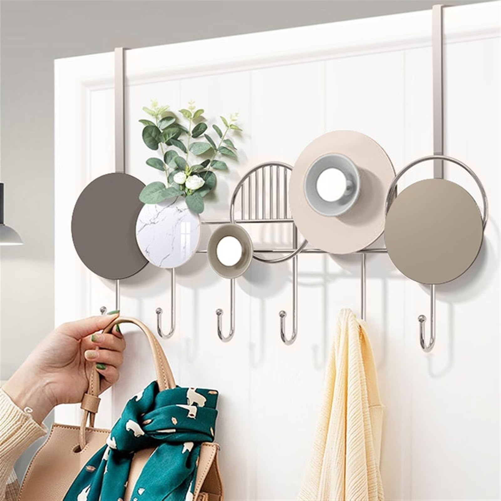 Perchero de pared con ganchos para colgar sobre la puerta, ganchos para colgar en la puerta, toalleros para colgar sobre la puerta para baño con 5 ganchos para colgar ropa, abrigos, toallas, perc