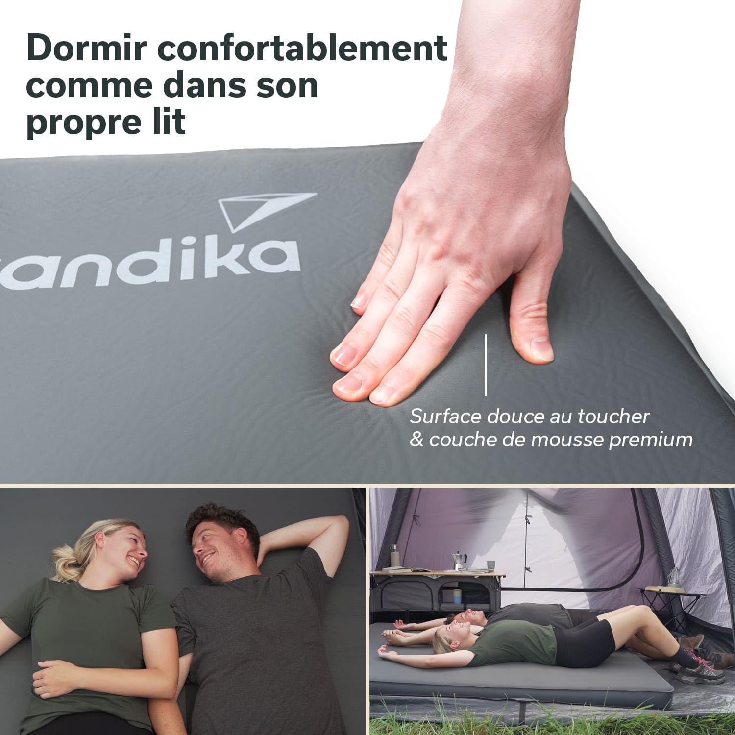 Skandika Matelas Gonflable Easy 3D Premium Flex | Matelas pneumatique pour 1/2 Personnes, avec/sans Pompe USB-C, avec/sans Housse, Max 150/300 kg | Camping, lit pneumatique (Double)