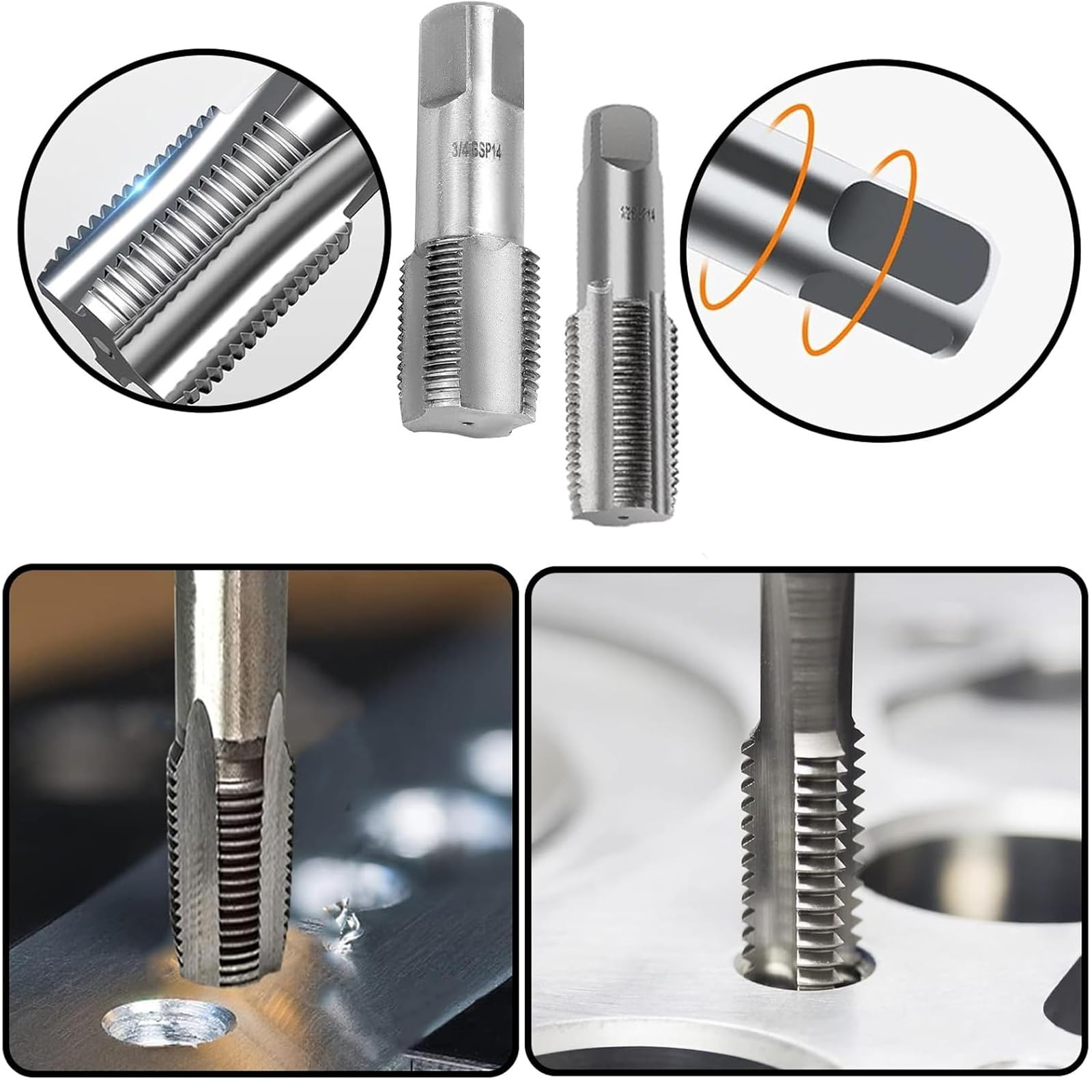 Set Rubinetti per Tubi, 2 Pezzi Maschi a Tubo Estrattore Viti, Rubinetto da 1/2 pollice, Rubinetto per Tubi con Filettatura Interna da 3/4 di pollice, Rubinetto per Incisione