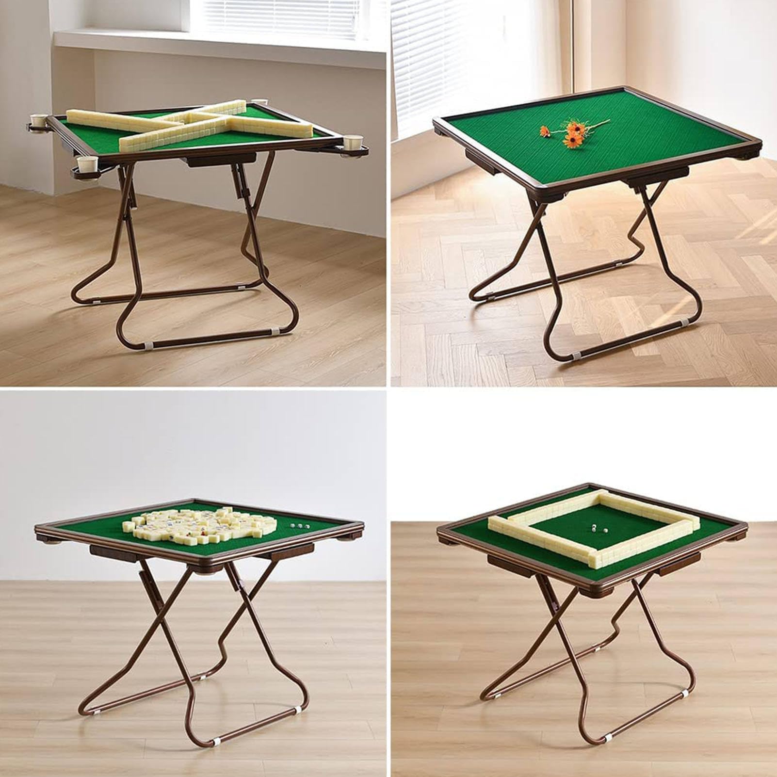 Składany stół Mahjong,wielofunkcyjny stół karciany z pluszowym blatem,stół do gry Party Gathering z uchwytami na kubki i szufladą,do kart do pokera,Mahjong,gry planszowe