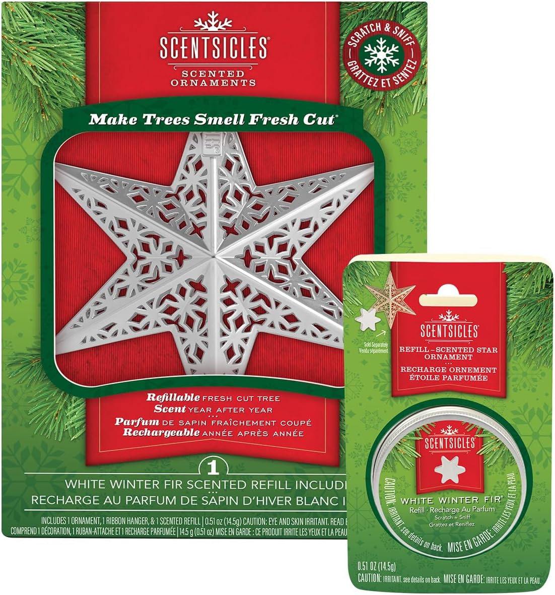 Scentsicles 1 White Star Christmas Ornament and 1 White