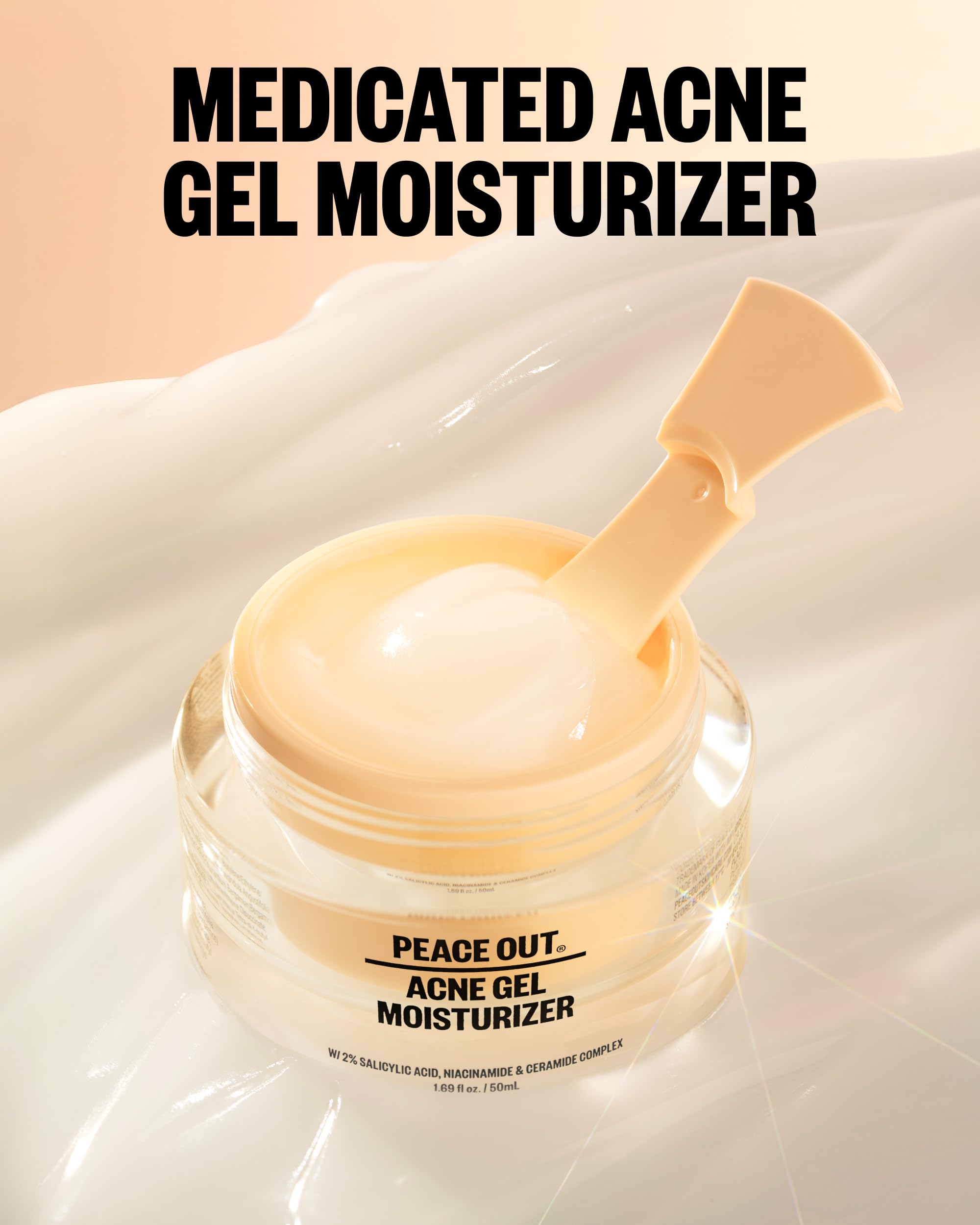 PEACE OUT Acne Gel Face Moisturizer with Salicylic Acid & Ceramides