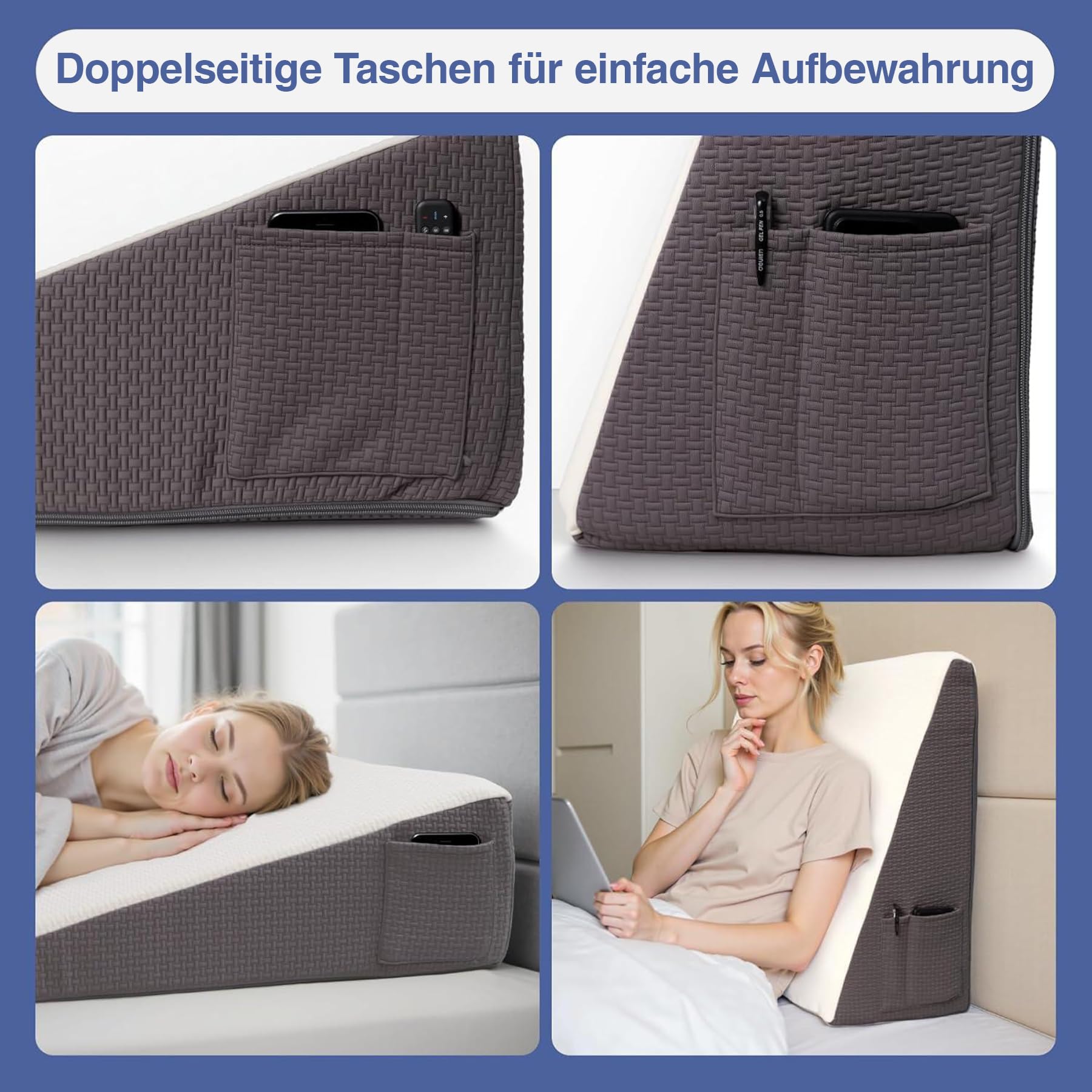 Exsnugy 25.5cm Keilkissen für Bett und Couch,Reflux Kissen Erwachsene | Lindert Schnarchen und Rückenschmerzen, Ideal nach Operation, Memory-Schaum mit Waschbarem Atmungsaktivem Bezug