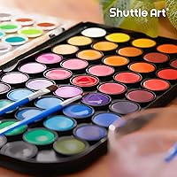 Vista 7 de Shuttle Art Watercolor Paint Set, 48 Colors Watercolor Paint Pan Set with 3 Paint Brushes for Beginners, Artists, Kids & Adults for Painting
