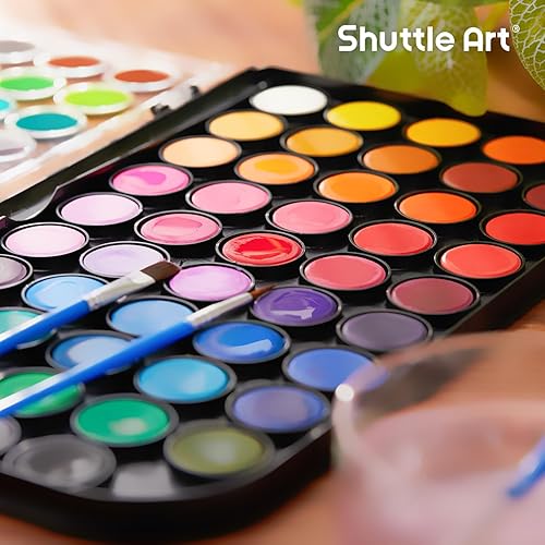 Miniatura 7 de Shuttle Art Juego de pintura de acuarela, juego de 48 colores con 3 pinceles de pintura para principiantes, artistas, niños y adultos para pintura,
