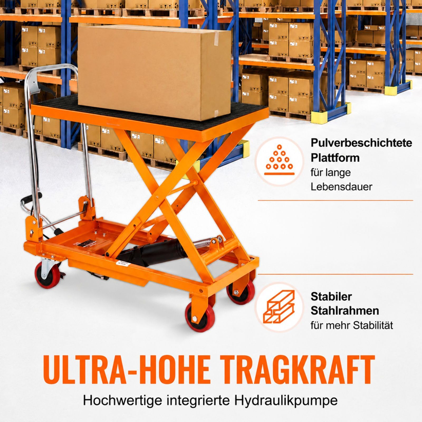 Hydraulischer Hubtischwagen mit manueller Einzelschere für Materialtransport