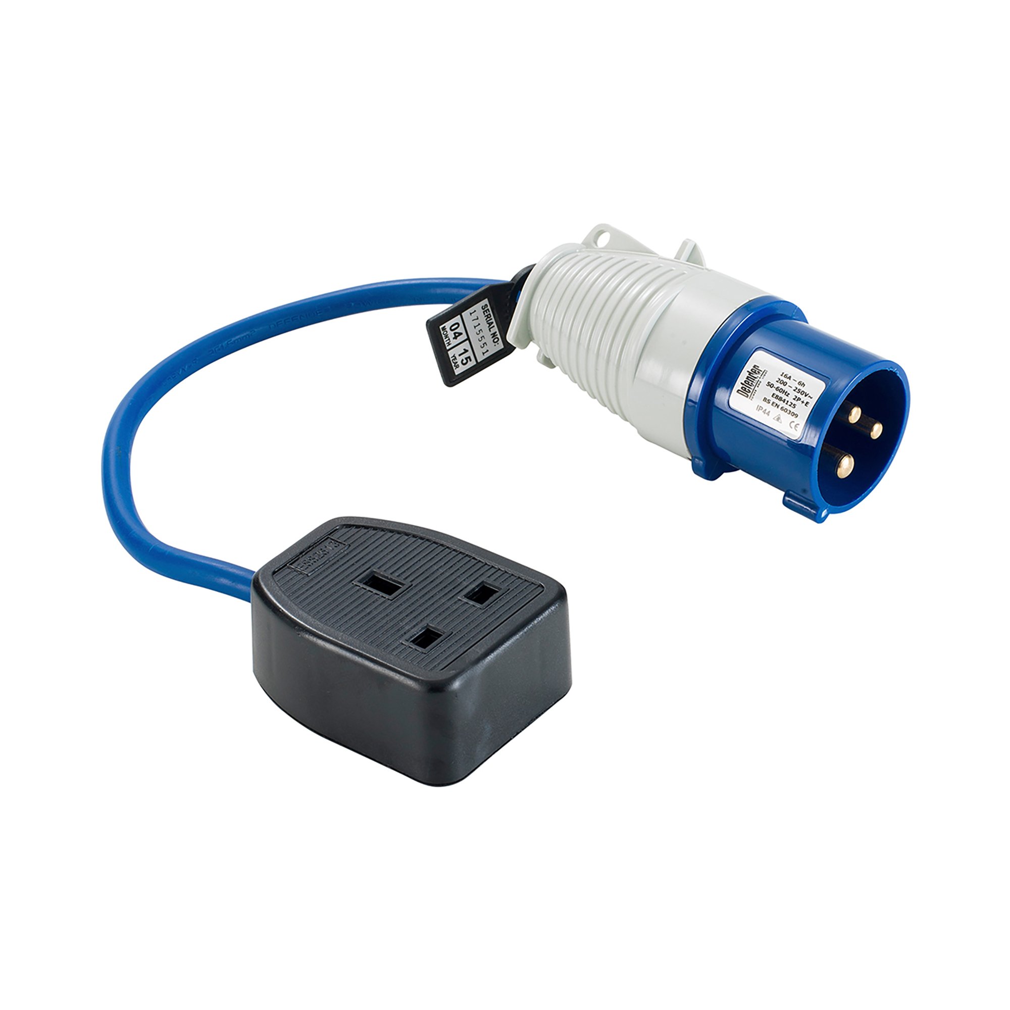 Defender Blue Fly Lead Converter 16A - 13A 230V (E85300)
