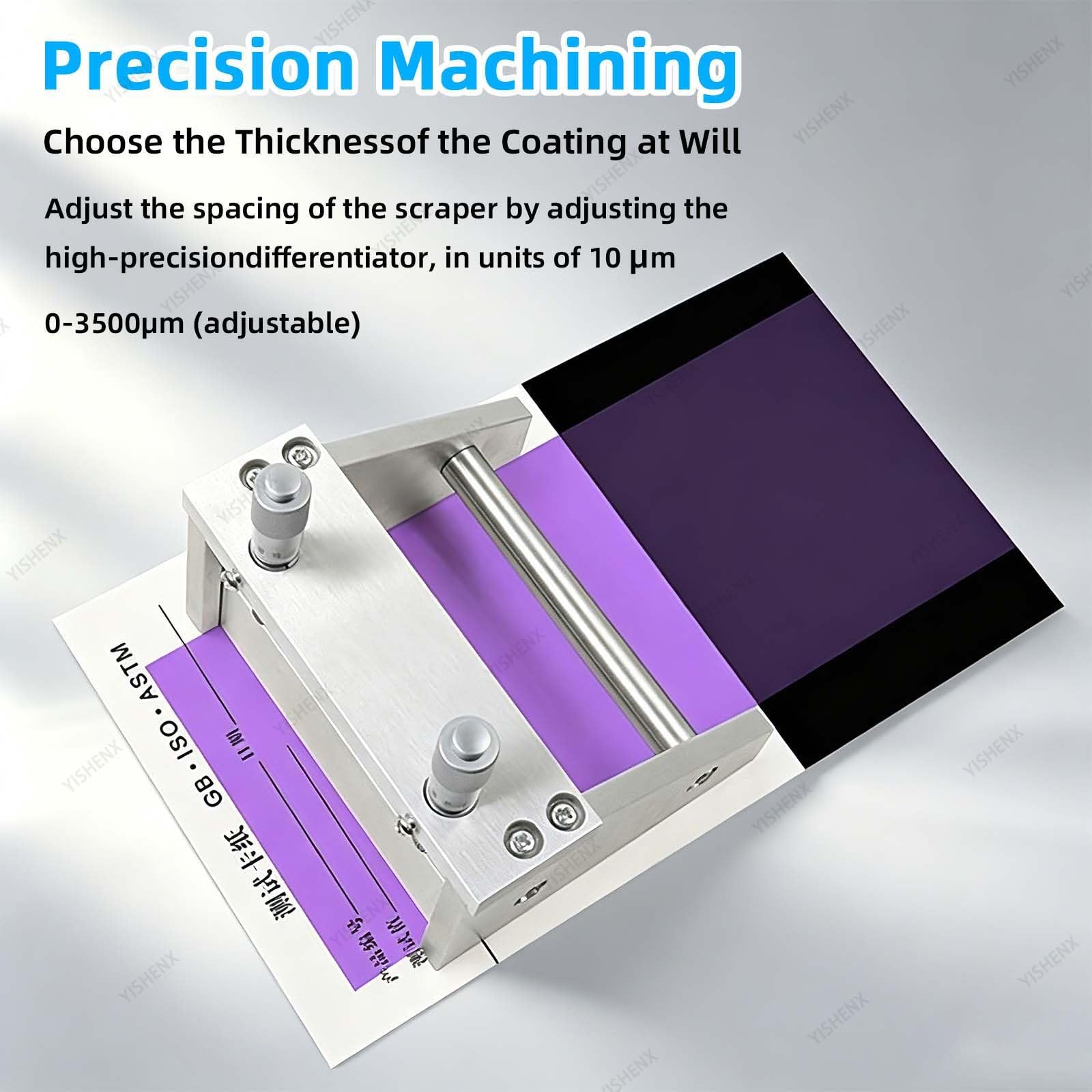 Aplicador De Recubrimiento De Película Para Laboratorio, Raspador Profesional, Diseño Magnético, Ajustable De 0 a 3500 μm, Precisión De ±10 μm, Para Recubrimiento De Placas De Vidrio Y Metal(250mm)