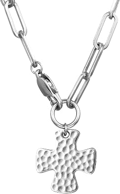 Chunky Cross Necklace for Women Trendy 14K Gold Plated Statement Cross Pendant Necklace Vintage Paperclip Snake Choker Chain Non Tarnish Necklace Jewelry