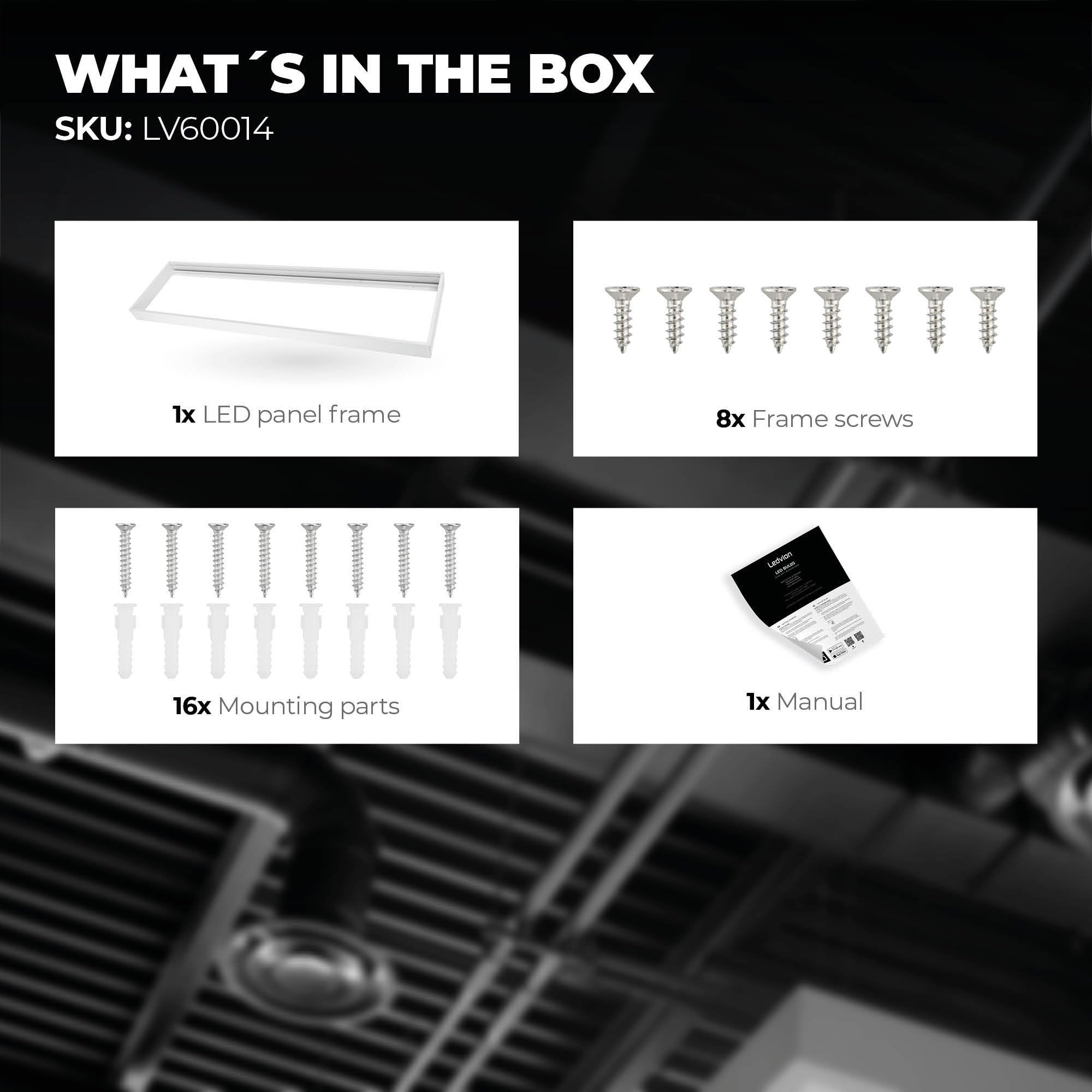 Ledvion LED Panel Einbaurahmen 120x30cm Weiß Aluminium