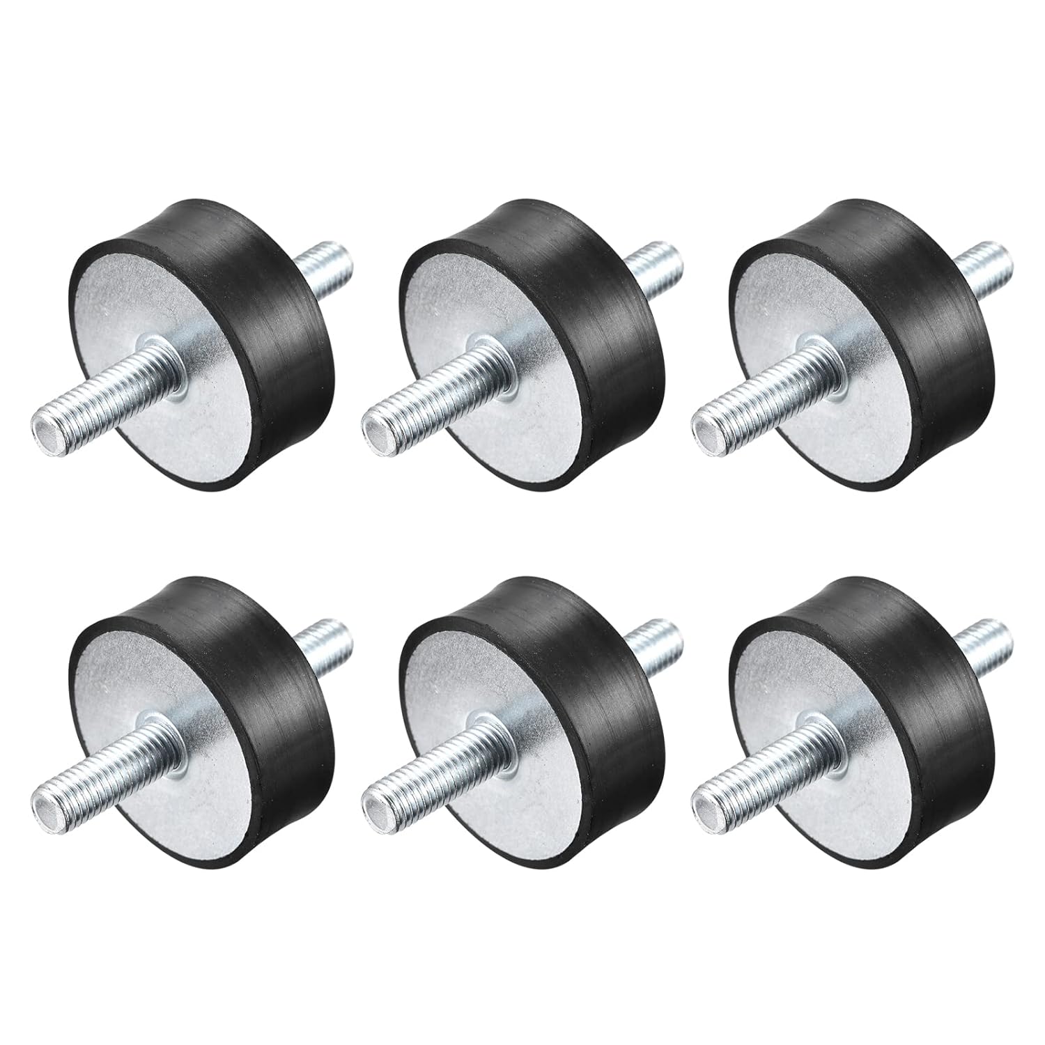uxcell M10x28mm Rubber Mounts, 6pcs Anti Vibration Isolator Studs Shock Absorber Male for Air Compressors, Garage Motor, Diesel Engines, 50x20mm