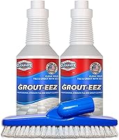 Clean-eez Grout Cleaner 2-Pack with Stand-Up Brush - Heavy-Duty Tile & Grout Stain Remover for Bathroom Showers, 32oz
