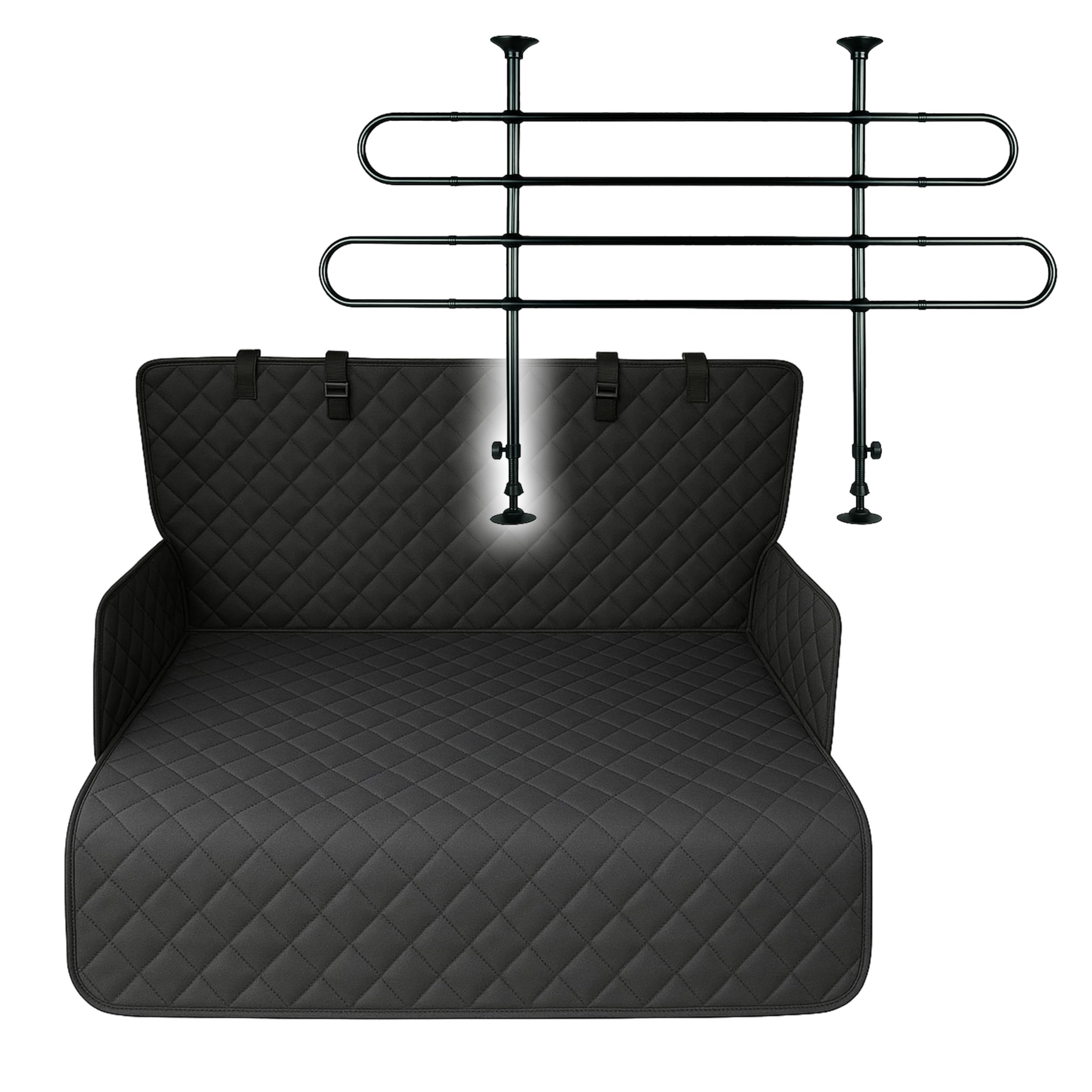 Set Auto per Cani – Rivestimento Impermeabile Antiscivolo per Bagagliaio + Barriera Regolabile per Cani – Universale, Durevole e Facile da Installare – Protezione Completa e Trasporto Sicuro