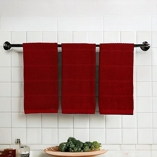 Miniatura 24 de Toallas de cocina verde salvia: 100% algodón paño de limpieza suave secado absorbente textura Terry Loop, juego de 3 multiusos para uso diario Negro