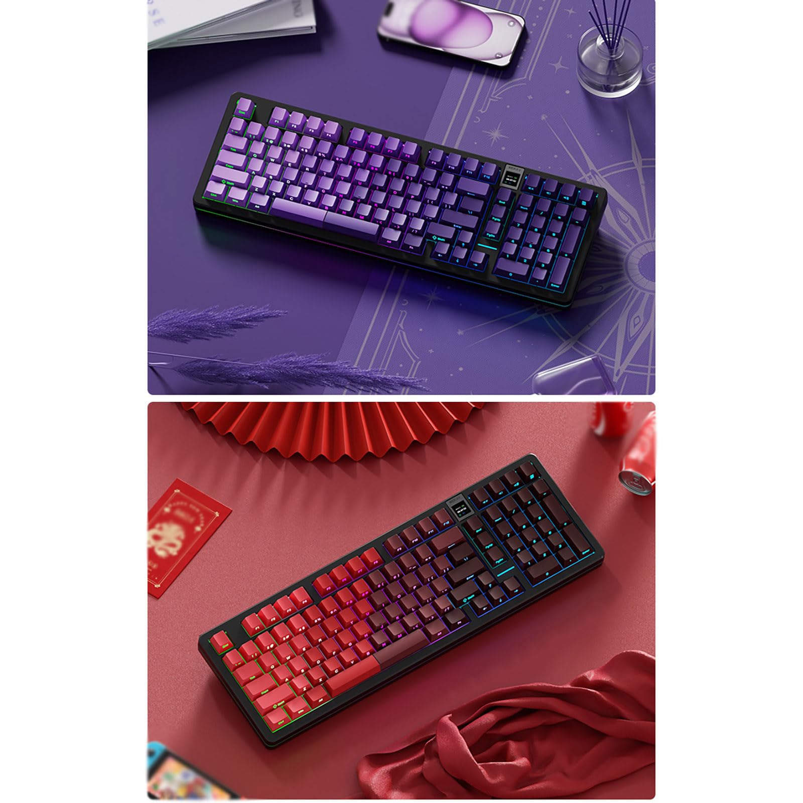 Nakładki na klawisze PBT,Double Shot Shine Through Keycaps,Gradient Keycaps,Nakładka na klawisze z nadrukiem bocznym,Nakładka na klawisze Shine Through do mechanicznych klawiatur do gier,Pink
