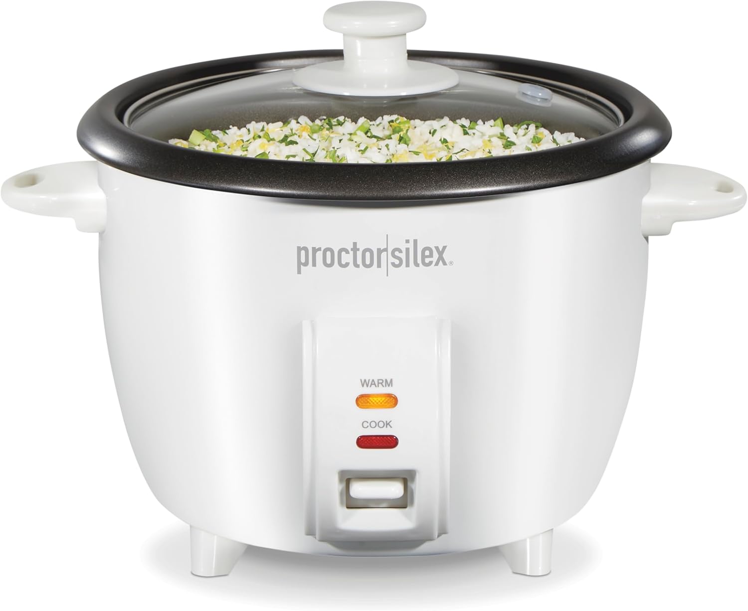 Proctor Silex Rice Cooker & Food Steamer, 10 Cups Cooked (5 Cups Uncooked), Includes Steam and Rinsing Basket, White (37533G) 10 Cups Cooked (5 Cups Uncooked) White