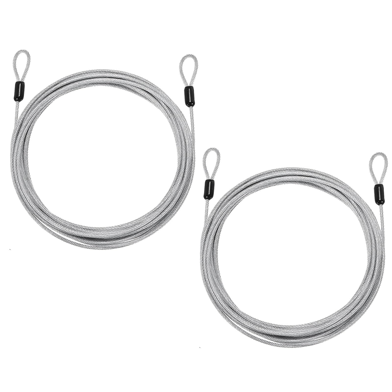 PATIKIL Security Cable Lock (3mm Dia 8m 50kg Load Capacity, Silver) (2 Pcs) Vinyl Coated Stainless Steel Double Loops Flexible Wire Rope Safety Cable Luggage Lock Suit for - Outdoor