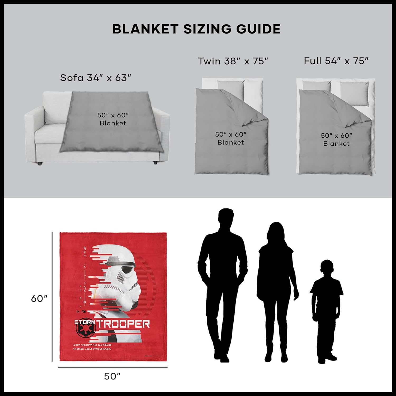 Disney Starwars, Andor Storm Trooper, Silk Touch Blanket, 40 x 50 Inches