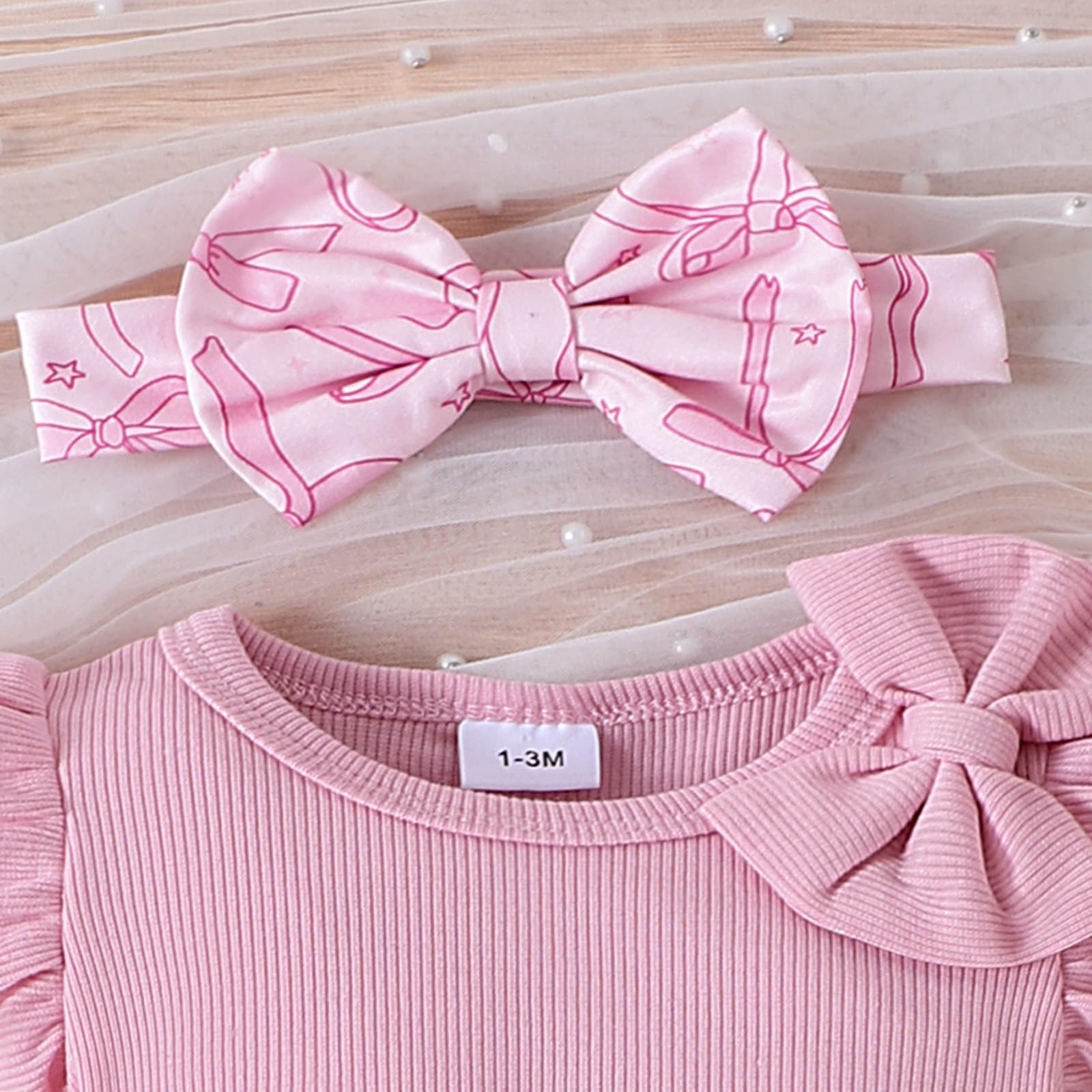 Conjunto Vestido para Niñas Recién Nacidas Top de Punto con Volantes de Sin Mangas + Bowknot Faldas + Diadema 3Pcs Elegante Ropa Trajes — view 4