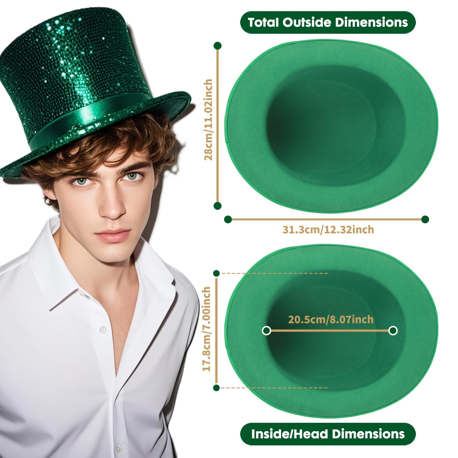 powerking Top Hats for Men Women Adults Shiny Tuxedo Costume Magician Hat Victorian Dress Up Christmas Topper Hats - Image 3