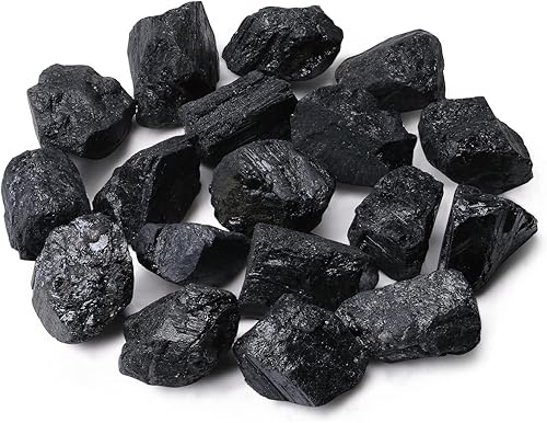 ZHIYUXI Cristales de turmalina negra áspera de 1 libra, piedras naturales crudas grandes de 0.8 a 1.6 pulgadas, piedra irregular para equilibrio de