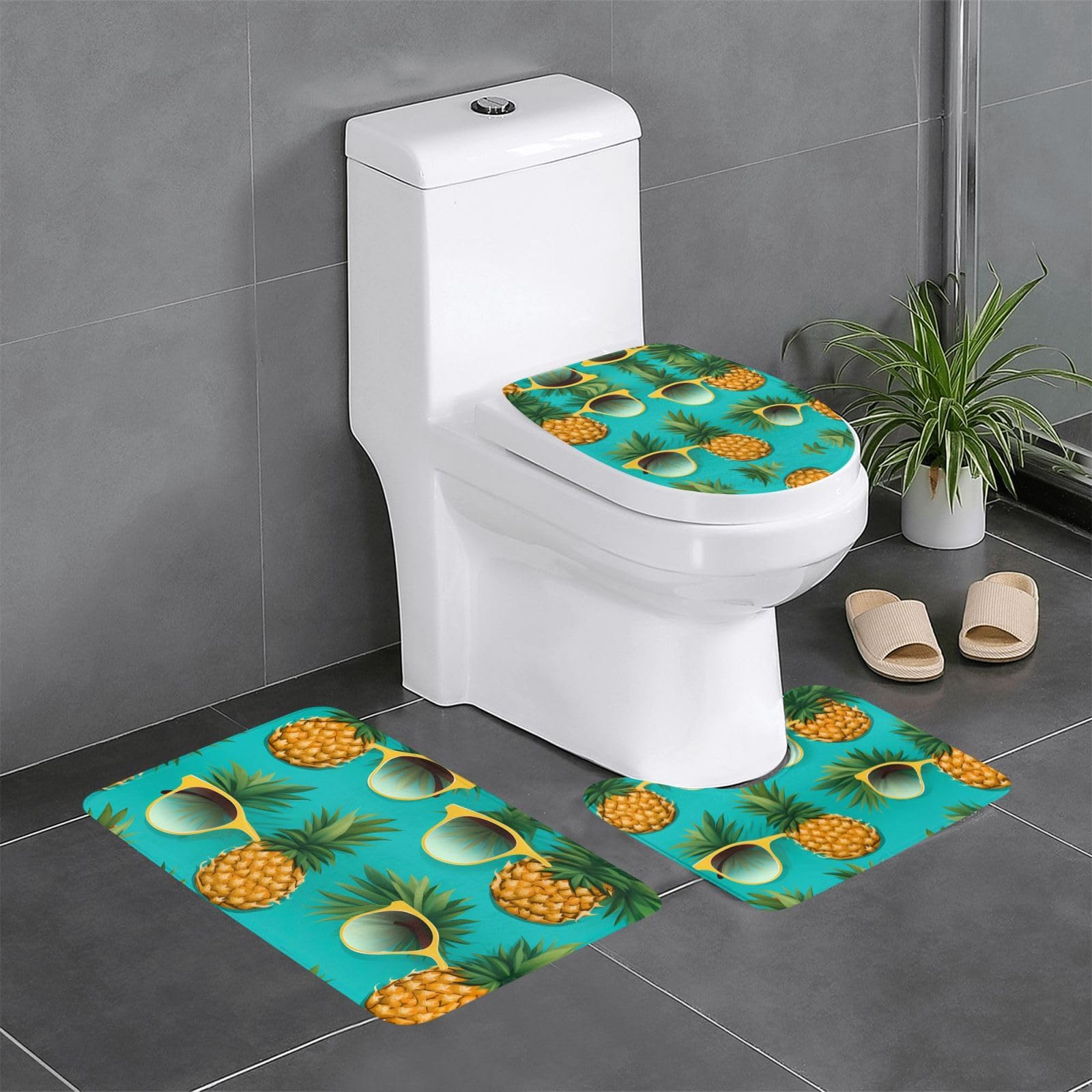 Tapis de salle de bain sable 3 pièces lavable pour meuble-lavabo