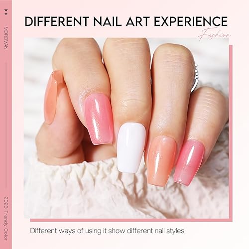 Miniatura 5 de Morovan Kit de esmalte de uñas de gelatina 6 colores transparentes con purpurina nude, rosa, tonos de piel de gelatina, juego de esmalte de uñas de