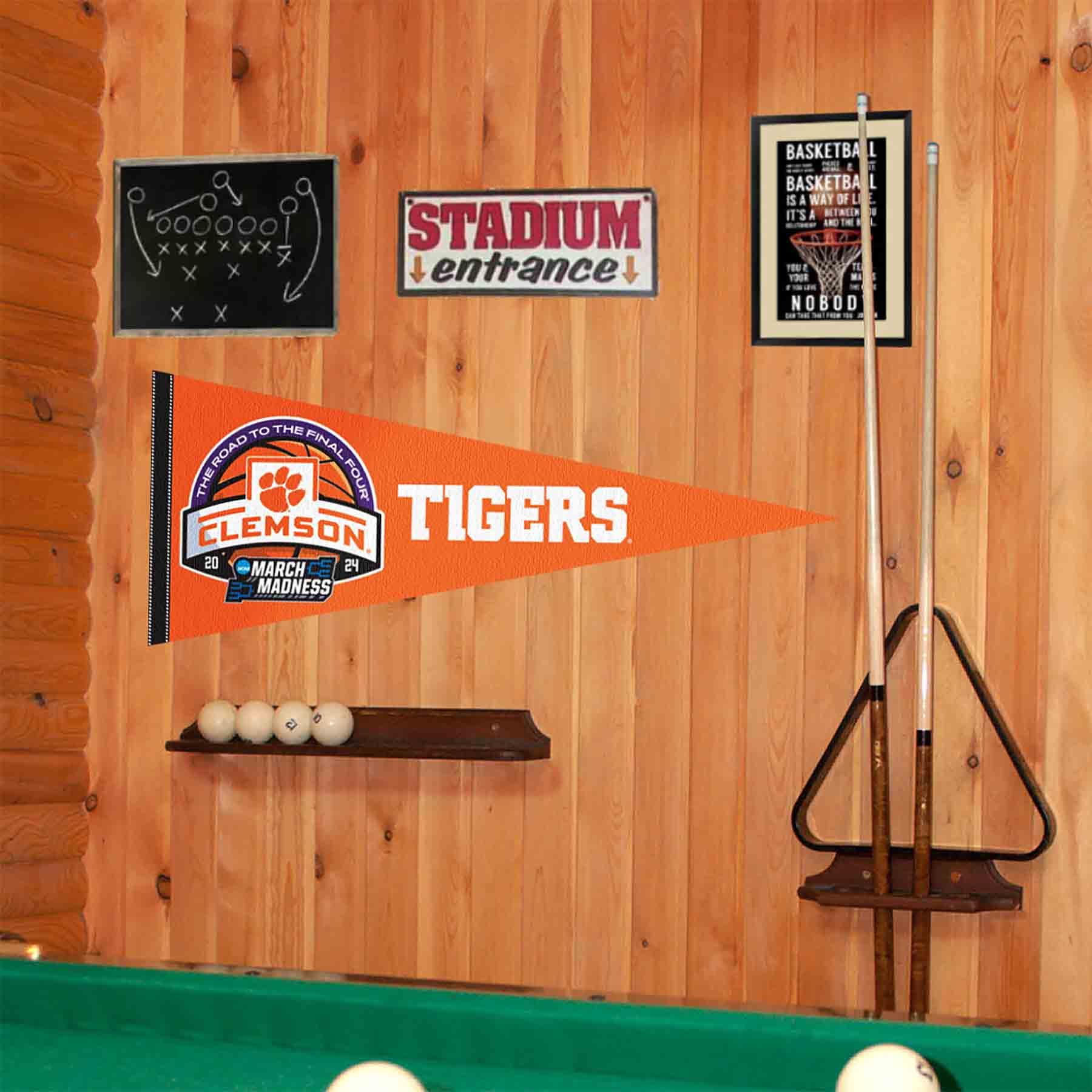 Clemson University 2024 March Basketball Madness Pennant Banner Flag